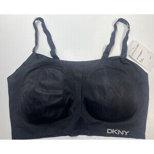 DKNY Pullover Tank Yoga Style Nylon Bra  In Black Sz XL New